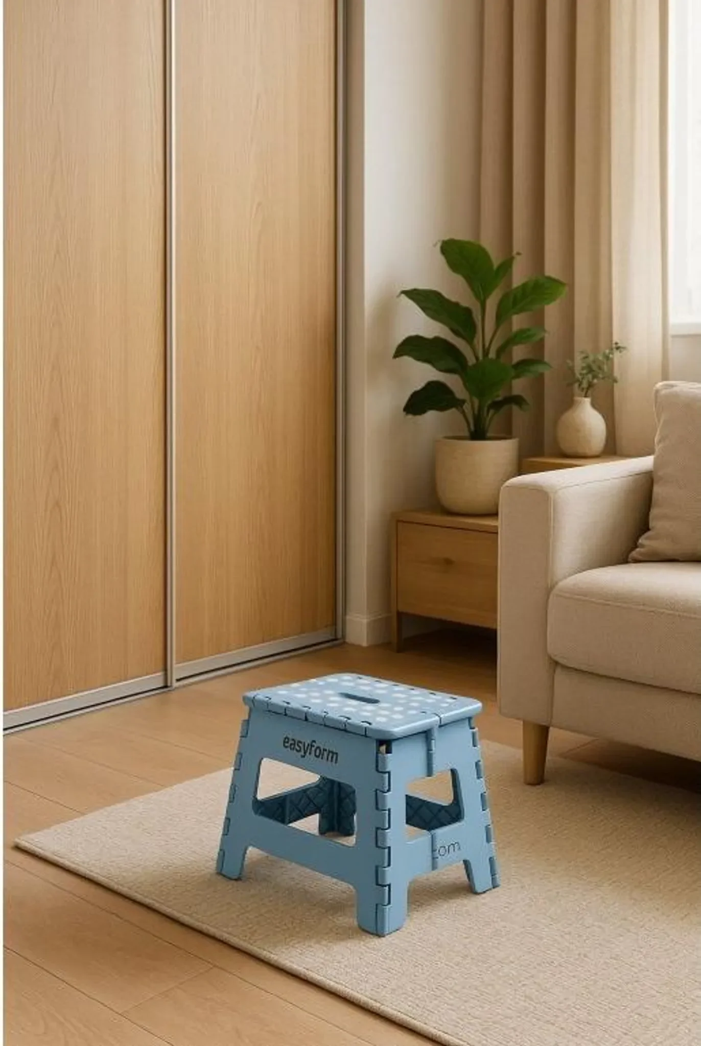 Klapphocker – Anti-Rutsch-Stuhl • 150 kg Belastbarkeit • 22 cm Höhe (Blau)